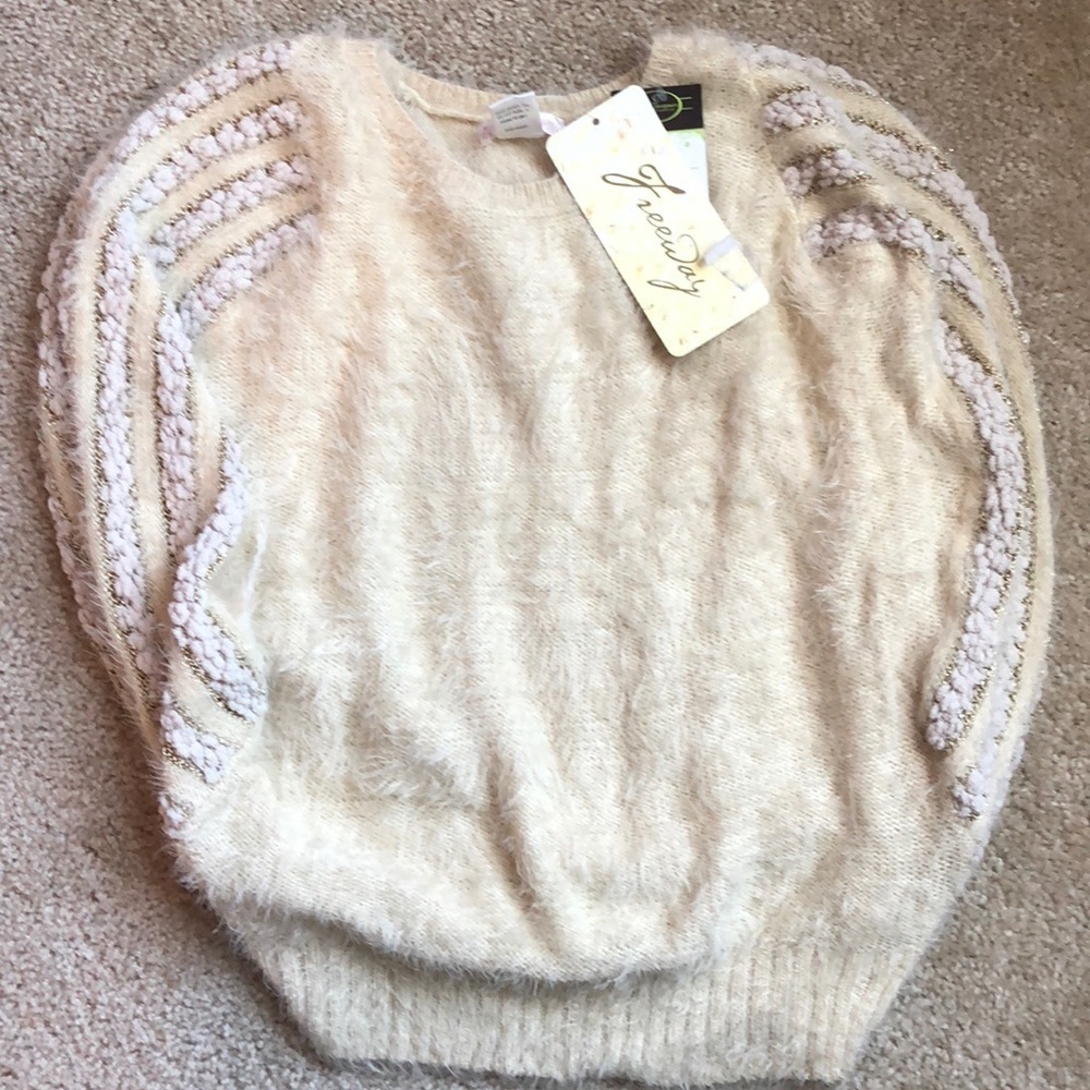 Freeway Crop sleeveless sweater beige gold size Large top sleevelesss